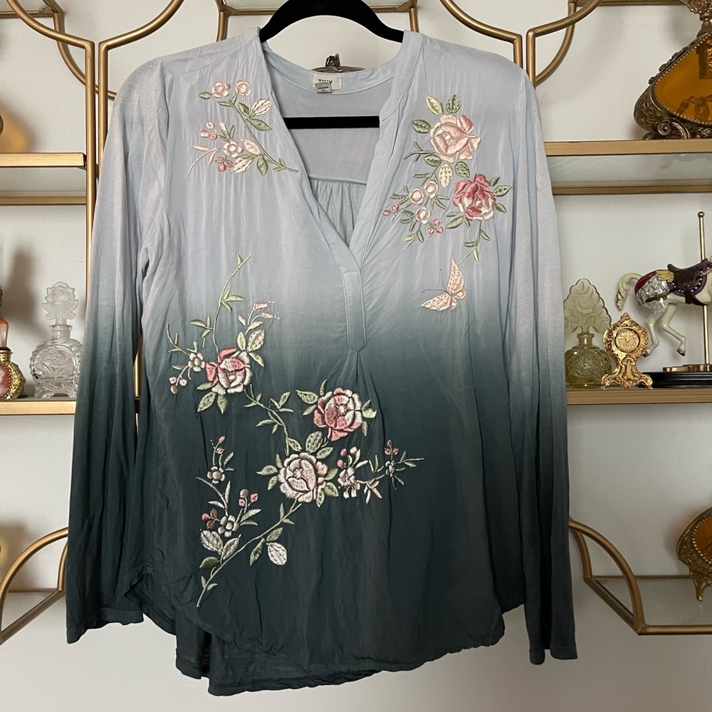 Anthropologie floral ombré blouse